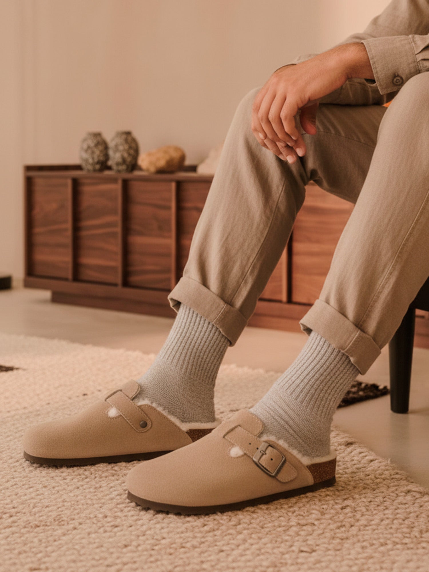 RIVA VELOUR WOOL TAUPE  MAN